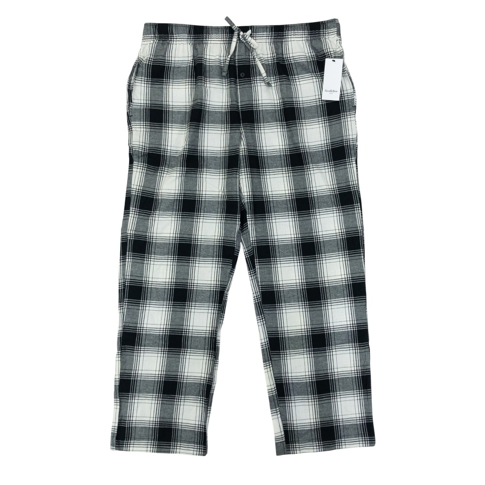 Goodfellow & Co Pajama Pants Mens XL Black Plaid Flannel Drawstring Cotton New